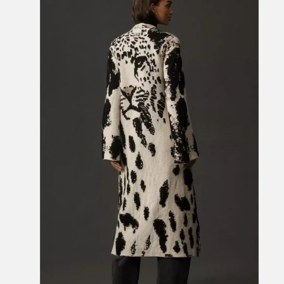 Anthropologie Pilcro Leopard Print Sweater Duster Cardigan Jacket S M NWT - Picture 6 of 8